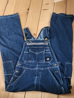 Berne Relaxed Dark Blue Denim Overalls 36x32